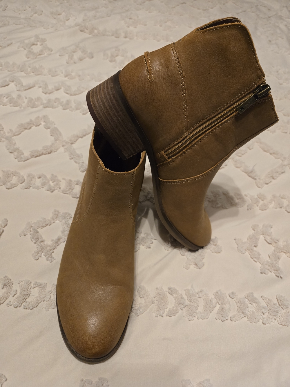 Lucky Brand Leather Ankle Boots in - Side Zip Casual Bootie